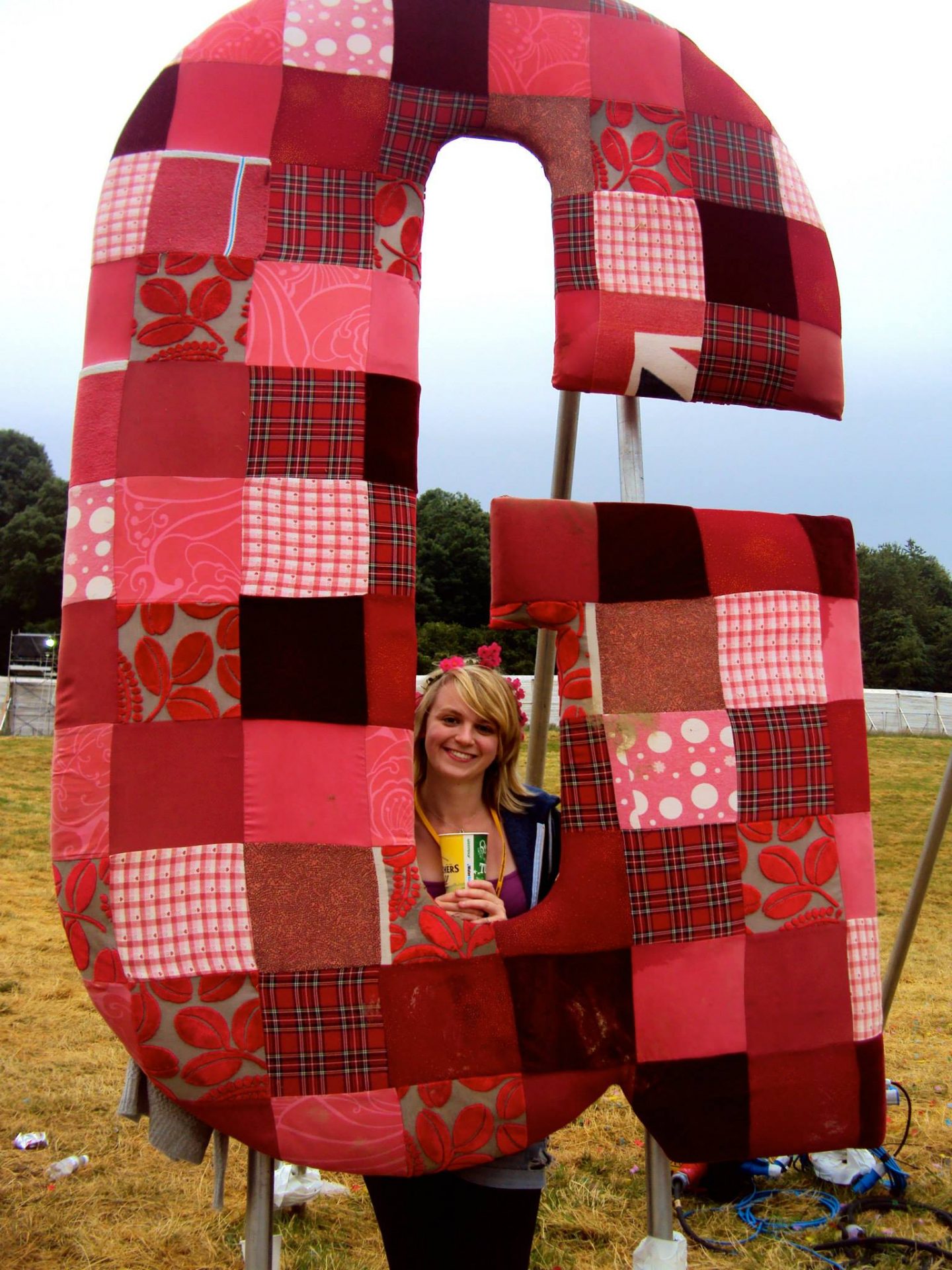 Laura with the Glastonbury sign