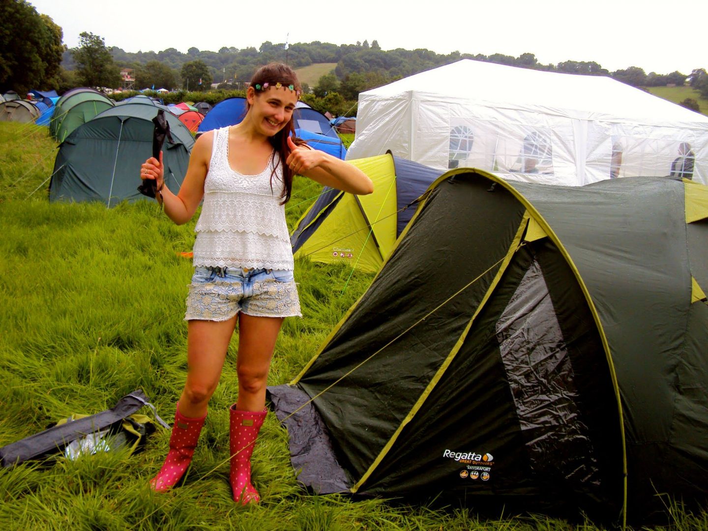 Pitching our tent at Glastonbury Festival