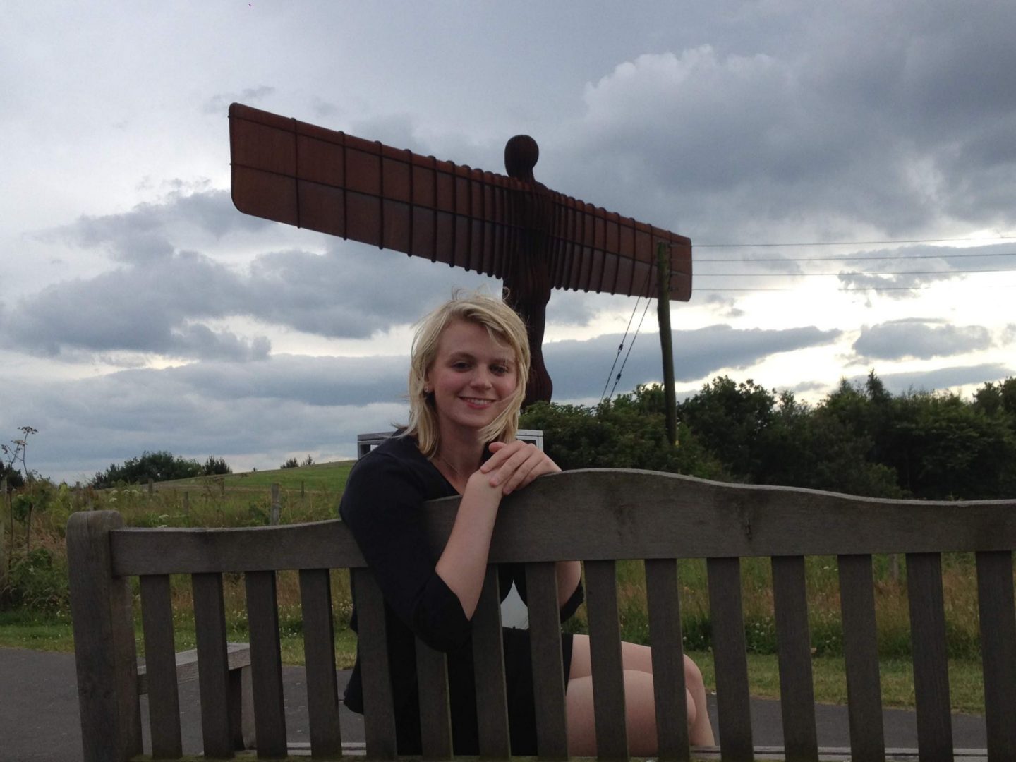 Laura with the Angel of the North near Newcastle