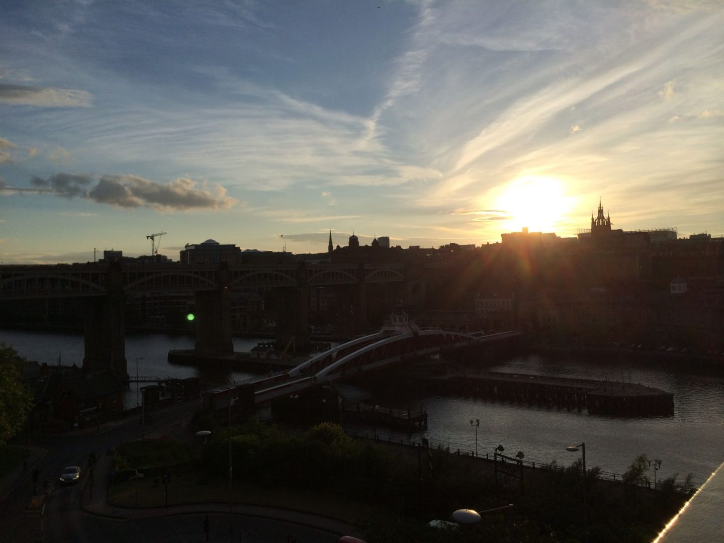 Views across Newcastle at sunset