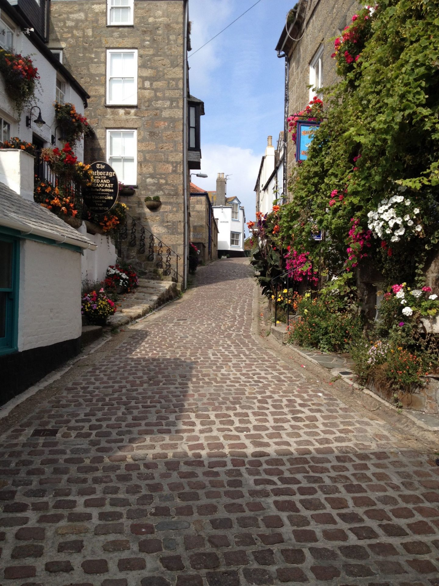 Cobbled streets of St Ives, Cornwall
