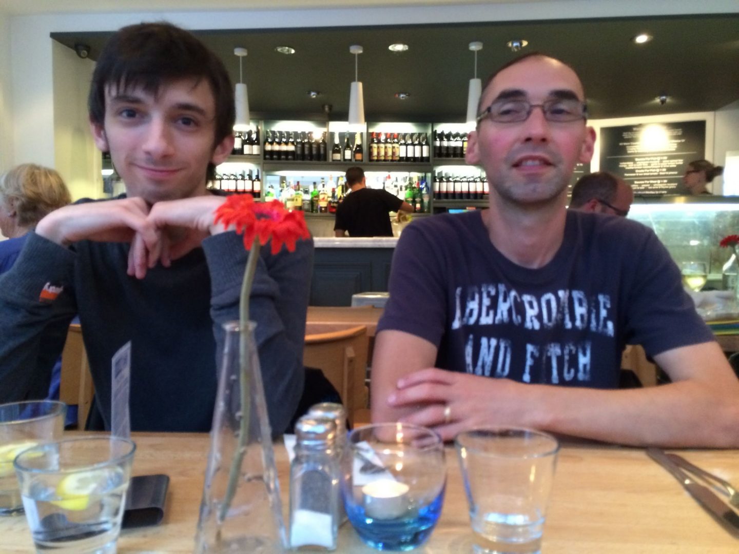 Jack and Paul at the Seafood Cafe, Cornwall