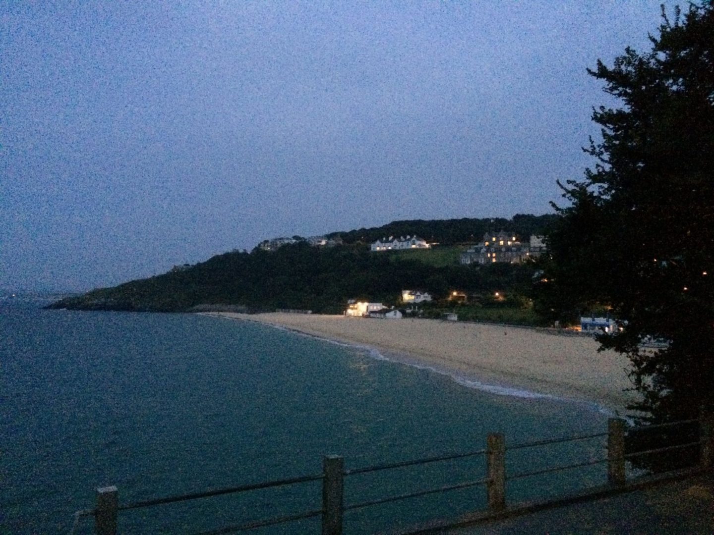 Night time views across Carbis Bay, Cornwall