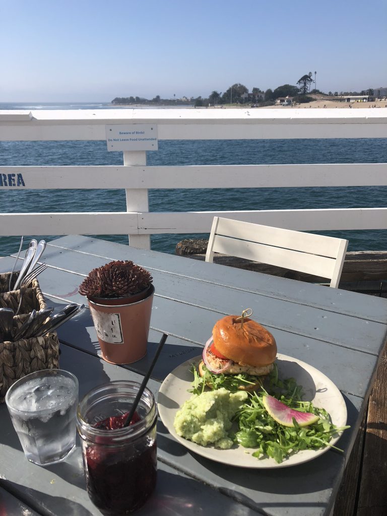 Delicious food from Malibu Farm with a view, California