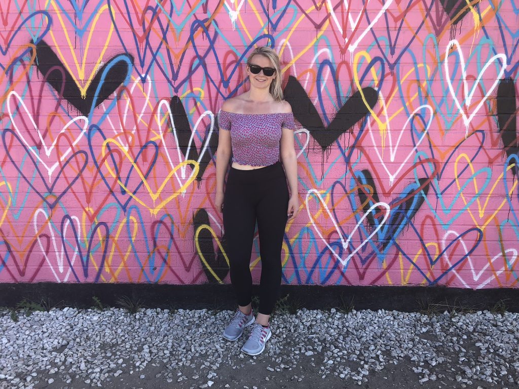 Stood in front of the heart mural, Beverly Hills