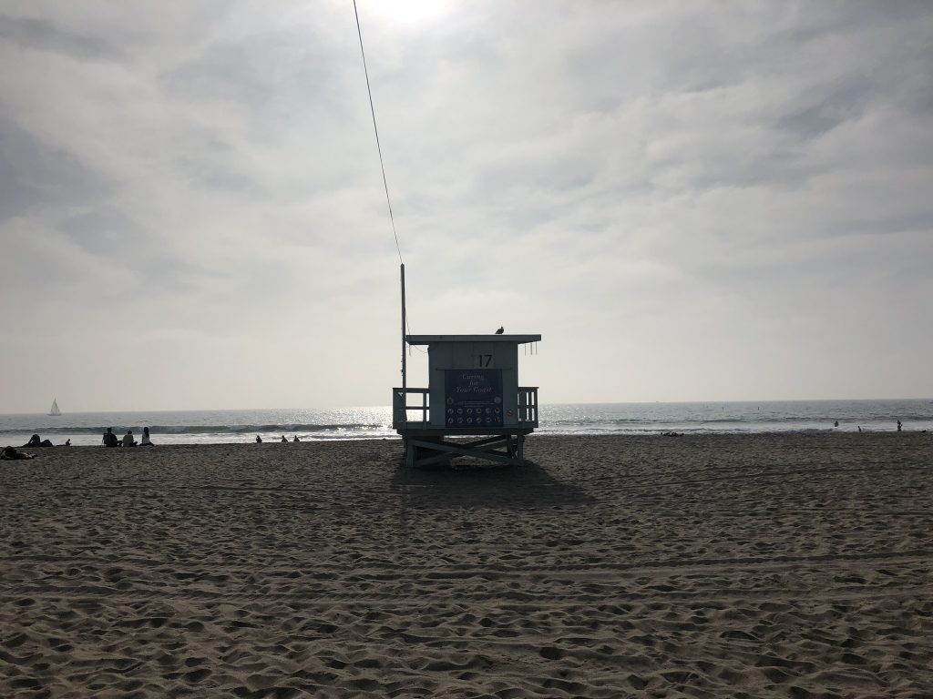 Lifeguard beach hut on Santa Monica Beach, California