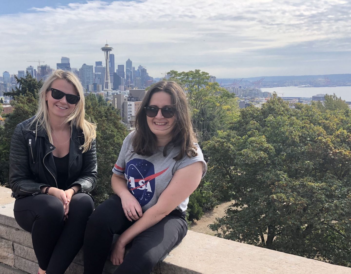 Girls with the view of Kerry Park, Seattle