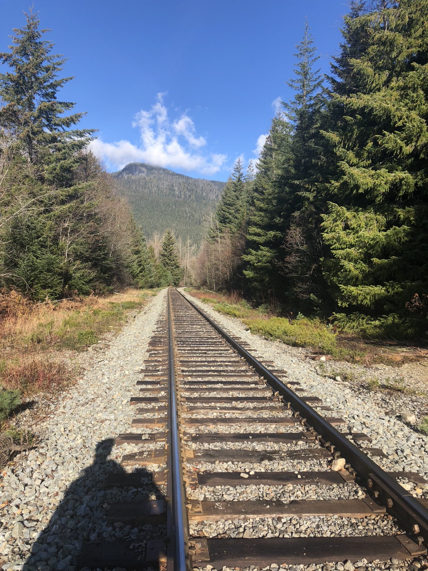 Train track near the mountains at Whistler, Canada