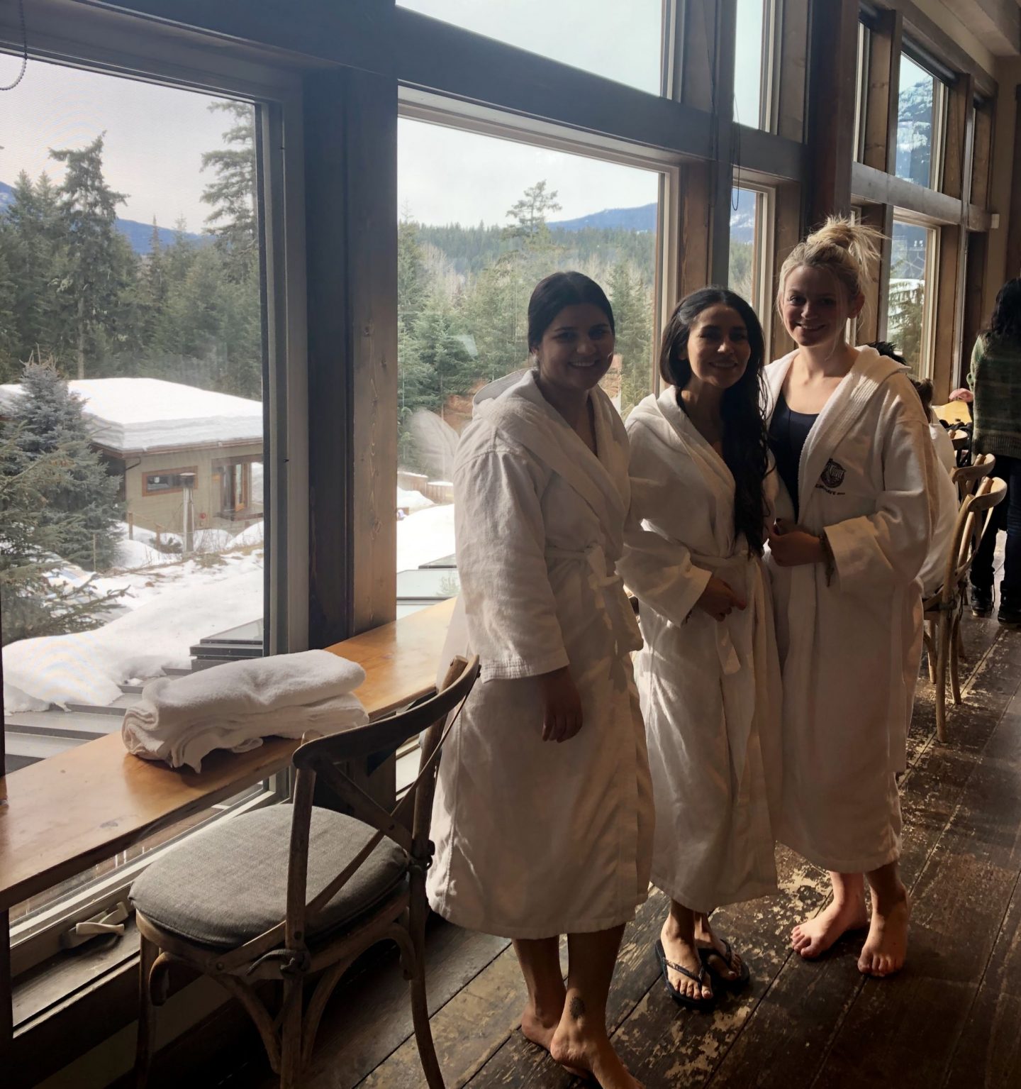 Girls at the Scandinave Spa, Whistler
