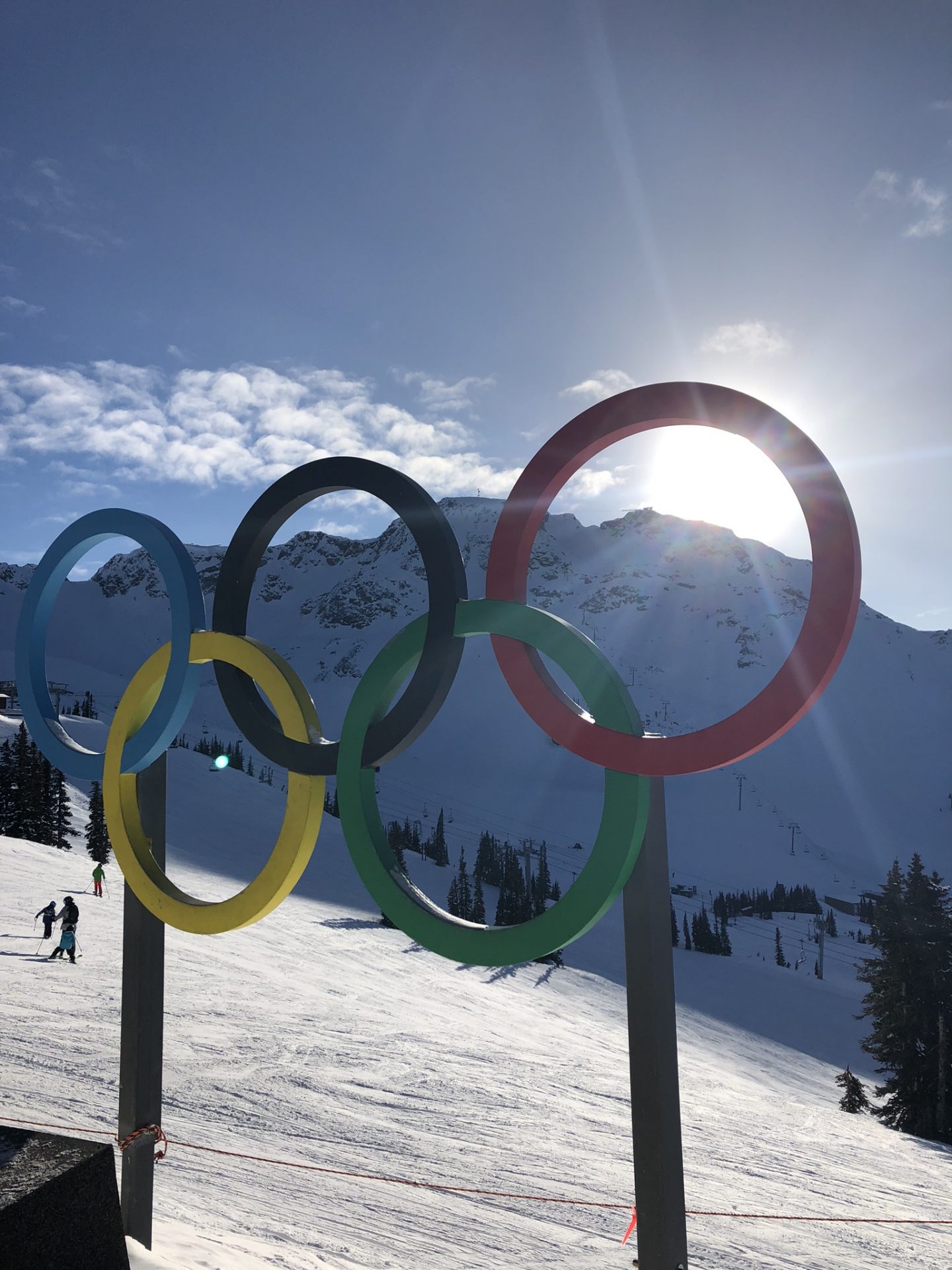Olympic rings at the top of Whistler mountain, British Columbia