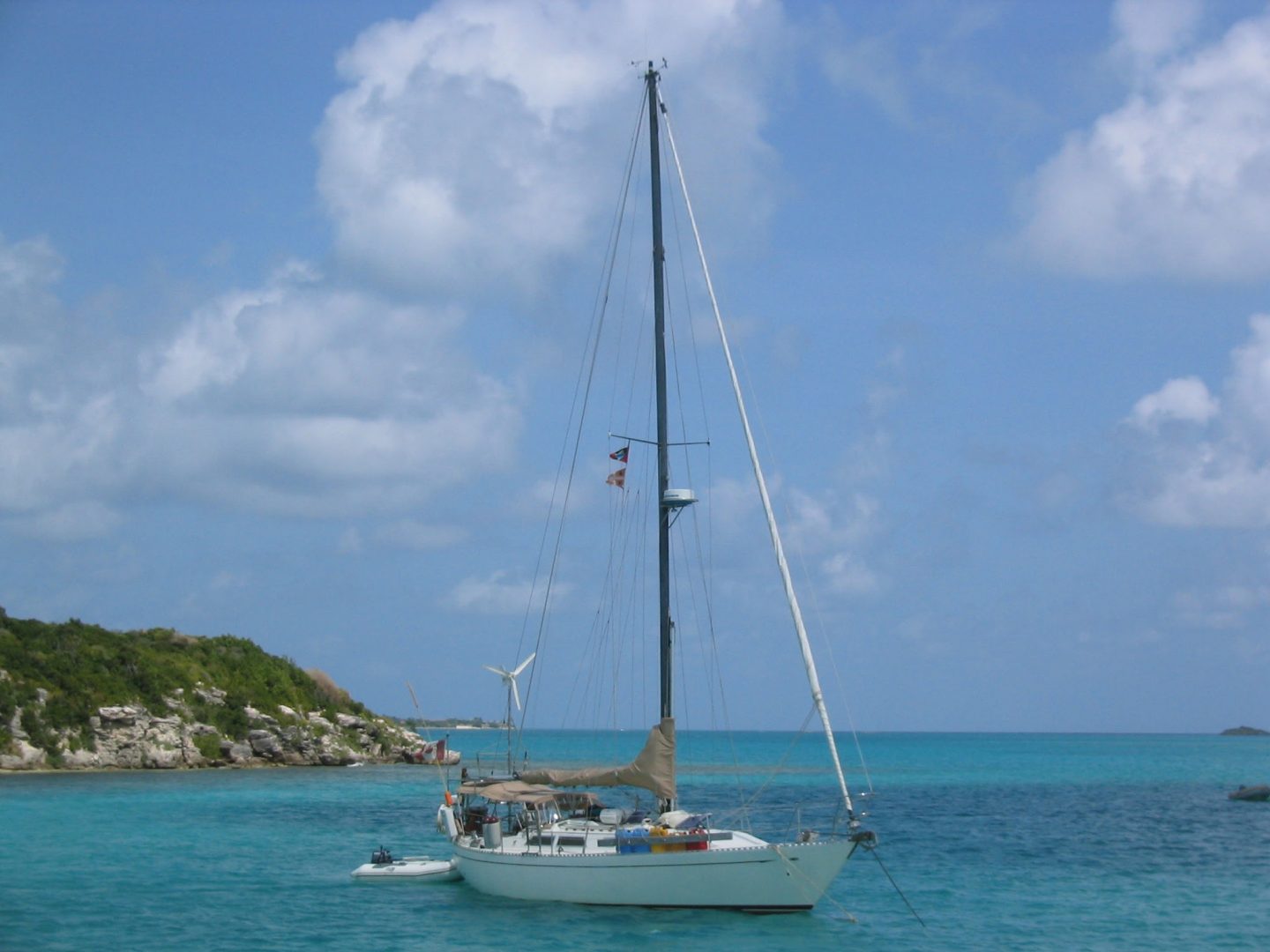 A boat near an island off Antigua, Caribbean
