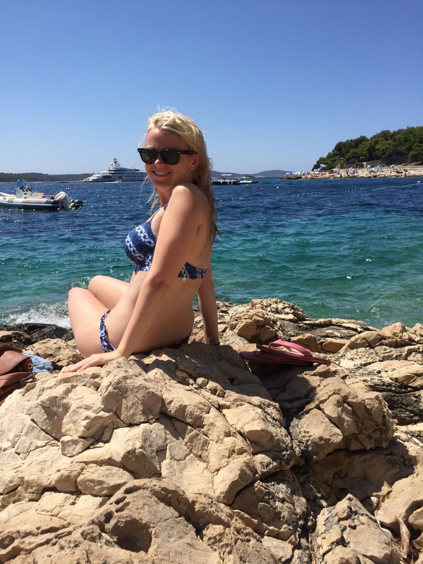 Sunbathing next to the Adriatic Sea, Croatia