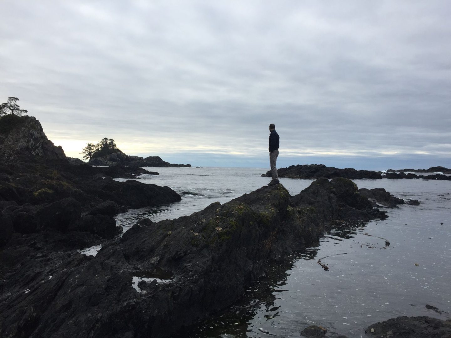 Scaling the rocks of the Wild Pacific Trail near Ucluelet