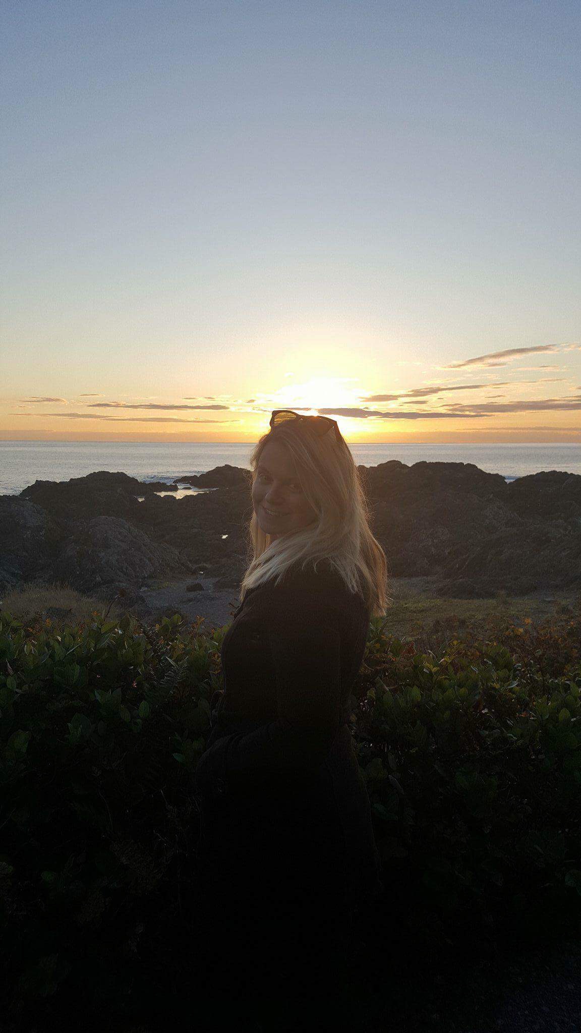 Laura in the sunset at Ucluelet