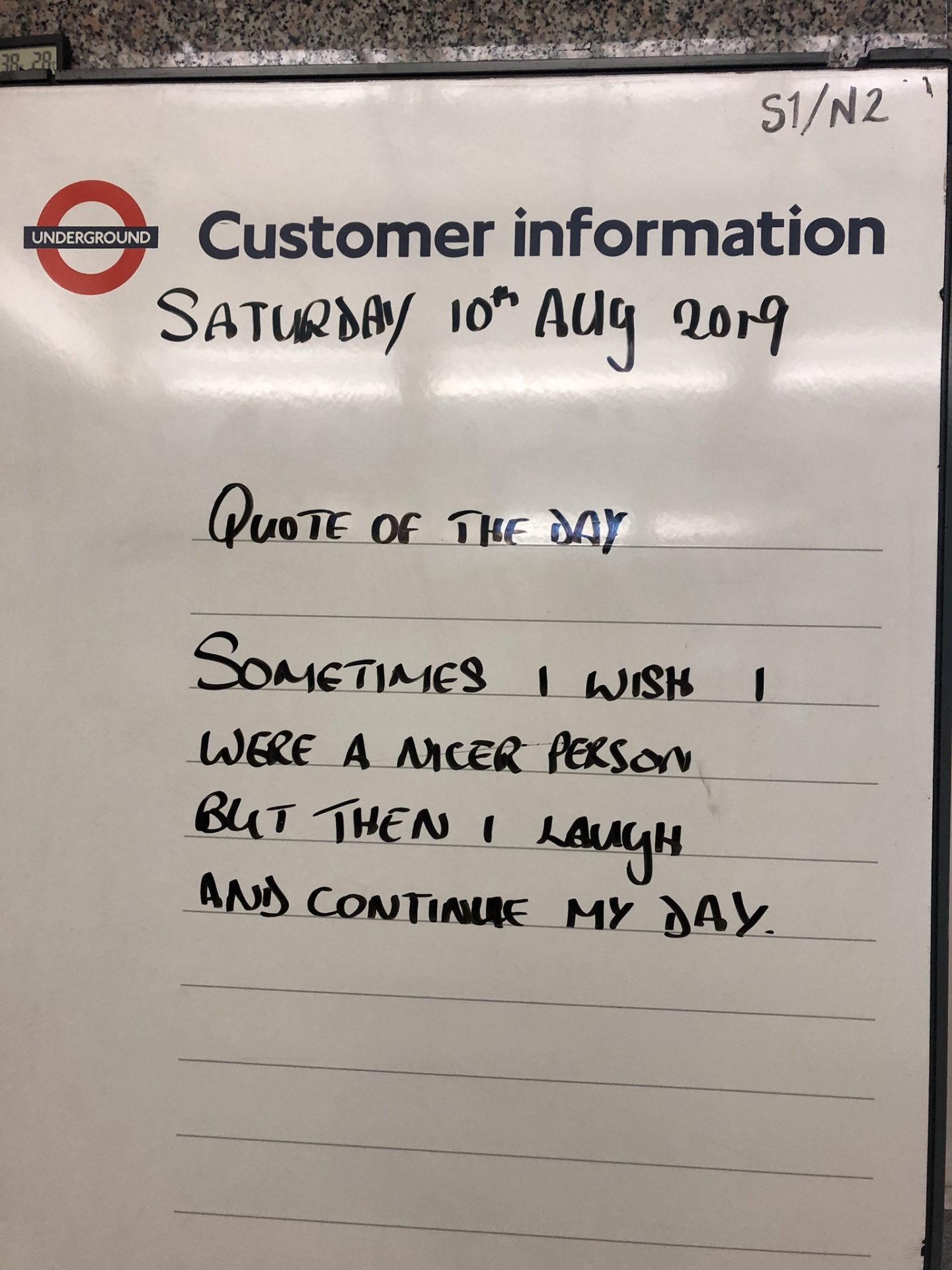 Tube quote in London