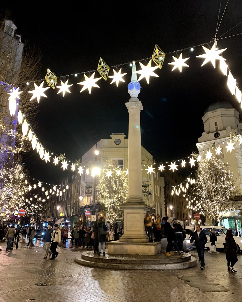 Seven Dials in London at Christmas 2019