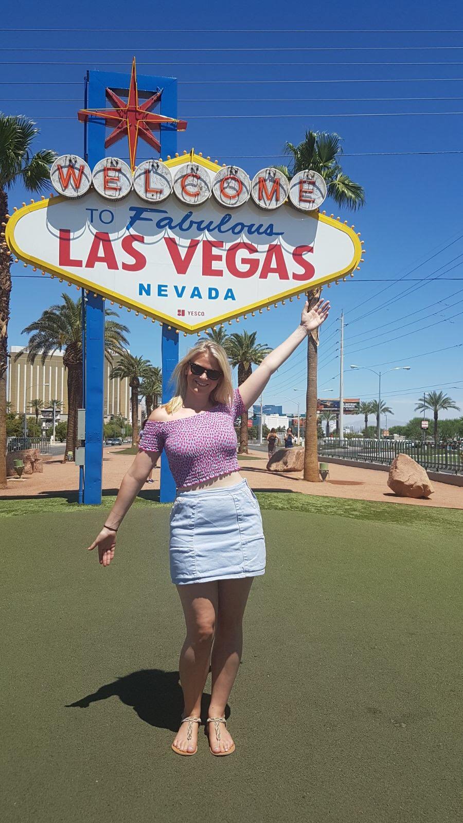 Laura at the Las Vegas Sign