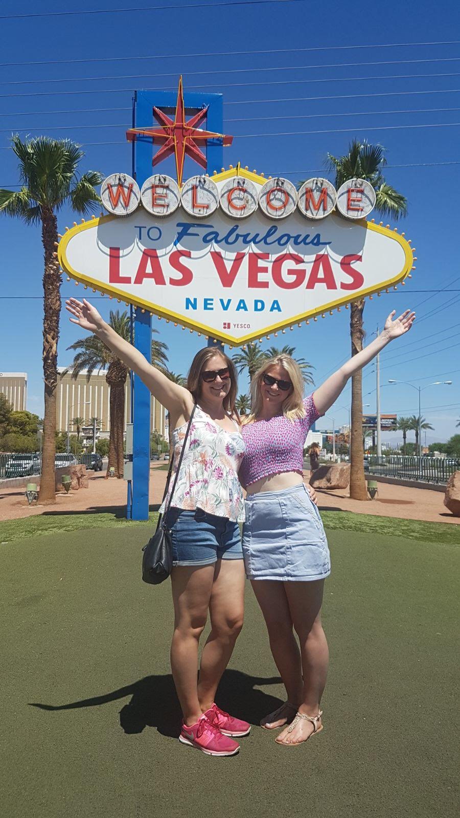 Girls at the Las Vegas Sign